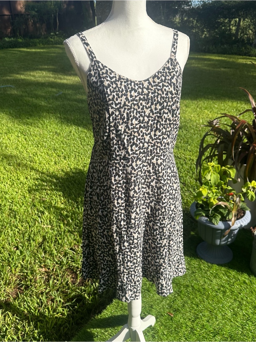 Old Navy Spaghetti-Strap Mini Dress in Black and Cream Leopard